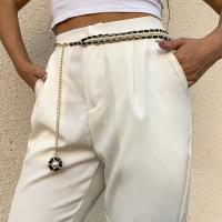 Zinklegierung Taillenkette, mit Aluminium-Kette & PU Leder & Kunststoff Perlen, goldfarben plattiert, für Frau, frei von Nickel, Blei & Kadmium, Länge ca. 25.2 ZollInch, verkauft von PC