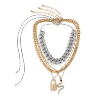 Mode-Multi-Layer-Halskette, Zinklegierung, mit Eisenkette, plattiert, 4 Stück & für Frau & mit Strass, frei von Nickel, Blei & Kadmium, verkauft von setzen