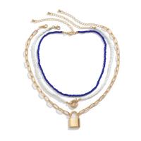 Multi Layer Necklace Zinc Alloy with Seedbead & iron chain with 2.7inch extender chain gold color plated three pieces & for woman nickel lead & cadmium free Length Approx 13.7 Inch Approx 15.7 Inch Sold By Set