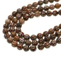Natürliche Tibetan Achat Dzi Perlen, rund, DIY, gemischte Farben, 12mm, verkauft per 38 cm Strang
