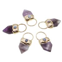 Gemstone Vedhæng Smykker, Messing, med Sea Opal & Ametyst, blandede farver, 12x12x18mm, Solgt af PC