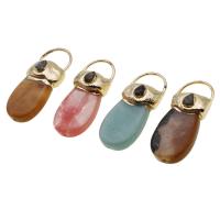 Gemstone Pendants Jewelry, Brass, with Gemstone, more colors for choice, 17x17x6mm, Sold By PC