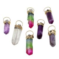 Gemstone Pendants Jewelry, Brass, with Gemstone, irregular, more colors for choice, 51x13x13mm, Sold By PC