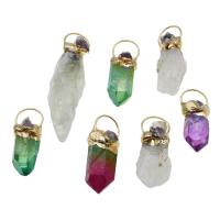 Gemstone Pendants Jewelry, Brass, with Gemstone, irregular, more colors for choice, 20-45mm, Sold By PC