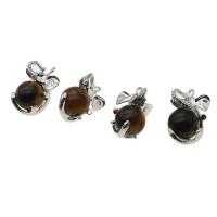 Natural Tiger Eye Pendants Brass with Tiger Eye mixed colors 10-30mm Sold By PC