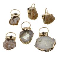 Natural Agate Druzy Pendant Brass with Ice Quartz Agate mixed colors 10-35mm Sold By PC