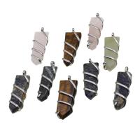 Gemstone Pendants Jewelry, Brass, with Gemstone, more colors for choice, 30-50mm, Sold By PC