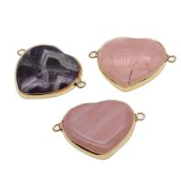 Драгоценный камень разъем, Латунь, с Полудрагоценный камень, Сердце, Много цветов для выбора, 15-35mm, продается PC