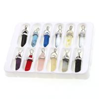 Gemstone Pendants Jewelry, Brass, with Gemstone, mixed colors, 10-35mm, Sold By Box