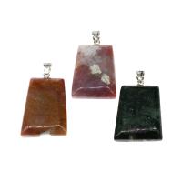Gemstone Pendants Jewelry, with Brass, random style, more colors for choice, 35x23x8mm, Sold By PC