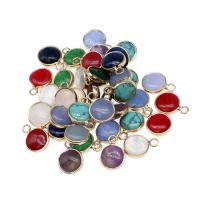 Ювелирные подвески из драгоценных камней, Полудрагоценный камень, с Латунь, Круглая, Много цветов для выбора, 15x11x5mm, продается PC