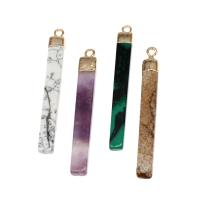 Ювелирные подвески из драгоценных камней, Полудрагоценный камень, с Латунь, Квадратная форма, Много цветов для выбора, 44x5x3mm, продается PC
