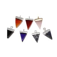 Gemstone Vedhæng Smykker, Ædelsten, med Messing, Triangle, flere farver til valg, 20x12x5mm, Solgt af PC