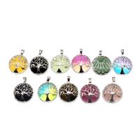 Gemstone Pendants Jewelry, with Brass, Round, more colors for choice, 31x27x7mm, Sold By PC