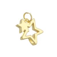 Bijoux pendentifs en laiton, étoile, Placage de couleur d'or, DIY, doré, 12x14.50x2.50mm, Trou:Environ 3mm, 10PC/lot, Vendu par lot