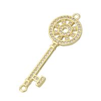 Cubic Zirconia Micro Pave Brass Pendant Key gold color plated DIY & micro pave cubic zirconia golden Approx 1mm Sold By Lot