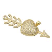 Cubic Zirconia Micro Pave Brass Pendant, gold color plated, DIY & micro pave cubic zirconia, golden, 49.50x18x6mm, Hole:Approx 3mm, 10PCs/Lot, Sold By Lot