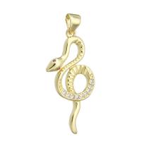 Cubic Zirconia Micro Pave Brass Pendant, Snake, gold color plated, DIY & micro pave cubic zirconia, golden, 15x31x2mm, Hole:Approx 3mm, 10PCs/Lot, Sold By Lot