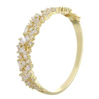 Brass Bangle, gold color plated, DIY & micro pave cubic zirconia, golden, 5mm, Inner Diameter:Approx 57mm, 50PCs/Lot, Sold By Lot