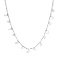 Collar de acero inoxidable de la joyería, con 1.97Inch extender cadena, chapado en color de plata, para mujer, plateado, libre de níquel, plomo & cadmio, 2.60x4.80mm, longitud:aproximado 15.75 Inch, Vendido por UD