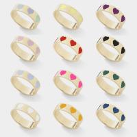 Cink Alloy Finger Ring, Uštipak, zlatna boja pozlaćen, različite veličine za izbor & za žene & emajl, više boja za izbor, nikal, olovo i kadmij besplatno, 5.60mm, Prodano By PC