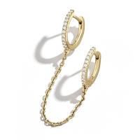 Cubic Zirconia Micro Pave Brass Earring plated for woman & with rhinestone nickel lead & cadmium free Sold By PC