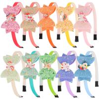 Plastic Hair Band with Sequins & Cloth Bowknot cute & for children Sold By PC