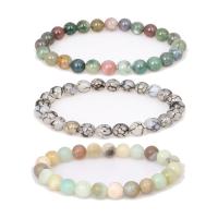Gemstone Bracelets, Natural Stone, Round, Unisex & radiation protection, more colors for choice, 8mm, Length:Approx 7.09 Inch, Sold By PC