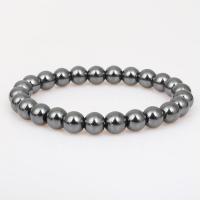 Hematite Bracelet, Round, Unisex & different size for choice & radiation protection, more colors for choice, Length:Approx 7.09 Inch, Sold By PC