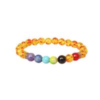 Gemstone Bracelets, Amber, with Natural Stone & Tibetan Style, Round, gold color plated, Unisex & radiation protection, multi-colored, 8mm, Length:Approx 7.09 Inch, Sold By PC