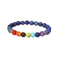 Gemstone Bracelets Lapis Lazuli with Natural Stone & Zinc Alloy Round gold color plated vintage & Unisex & radiation protection mixed colors 8mm Length Approx 7.09 Inch Sold By PC