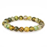 Dragon Veins Agate Bracelet Round vintage & Unisex & radiation protection tea green 8mm Length Approx 7.09 Inch Sold By PC