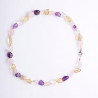 Quartz Necklace with Polyester & Zinc Alloy irregular silver color plated fashion jewelry 15mm Length 20.87 Inch Sold By PC
