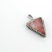 Gemstone Pendants Jewelry with Rhinestone Clay Pave & Brass Triangle silver color plated fashion jewelry Sold By PC