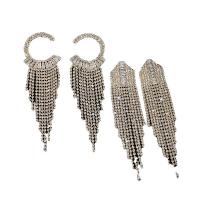 Fashion Fringe Earrings, Brass, with Rhinestone, Tassel, plated, different styles for choice & for woman, nickel, lead & cadmium free, Sold By Pair