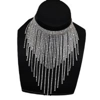 Fashion Fringe Necklace, Rhinestone, with Brass, with 5.9inch extender chain, Tassel, platinum color plated, for woman & with rhinestone, 180mm, Length:Approx 13.3 Inch, Sold By PC