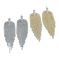 Fashion Fringe Earrings Rhinestone with Brass Tassel plated for woman & with rhinestone Sold By Pair