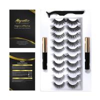 False Eyelashes, Chemical Fiber, with magnetic & for woman, black, 10-12mm, 233x156x17mm, 10Pairs/Set, Sold By Set