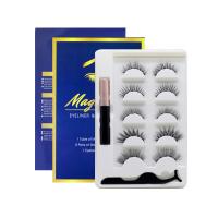 False Eyelashes, Artificial Fibre, with magnetic & for woman, 180x120x14mm, 5Pairs/Set, Sold By Set