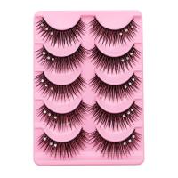 False Eyelashes, Artificial Fibre, with Acrylic, 3D effect & for woman & with rhinestone, black, 13mm, 83x115x10mm, 5Pairs/Set, Sold By Set