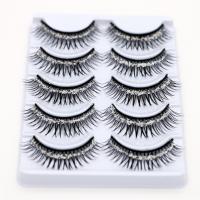 False Eyelashes Chemical Fiber with Sequins & Acrylic 3D effect & for woman black 12mm Sold By Set