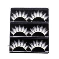 False Eyelashes, Chemical Fiber, with Plastic Box, for woman, white, 15mm, 105x160x20mm, 3Pairs/Set, Sold By Set