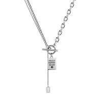 Titanium Steel Necklace Rectangle fashion jewelry & with letter pattern & for woman Length Approx 22.4 Inch Sold By PC