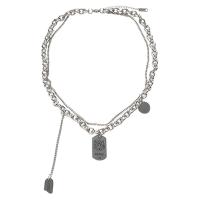 Titanstahl Halskette, mit Verlängerungskettchen von 1.96inch, Doppelschicht & unisex & mit Brief Muster, Länge ca. 16.1 ZollInch, verkauft von PC