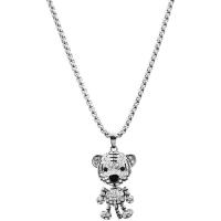 Titanium Steel Necklace with zinc alloy pendant Tiger Unisex & with rhinestone Length Approx 27.5 Inch Sold By PC