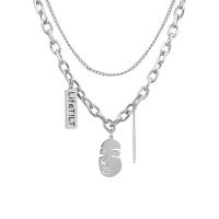 Titanium Steel Necklace, with 1.96inch extender chain, Face, Double Layer & Unisex, Length:Approx 16.9 Inch, Sold By PC