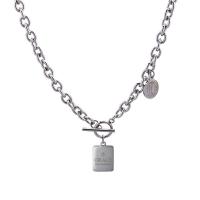 Titanium Steel Necklace Rectangle Unisex & oval chain & with letter pattern Length Approx 20.4 Inch Sold By PC