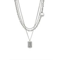 Titanstahl Halskette, mit Verlängerungskettchen von 2.36inch, drei Schichten & unisex & mit Brief Muster, Länge ca. 17 ZollInch, verkauft von PC