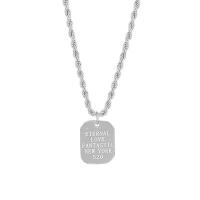 Titanium Steel Necklace Rectangle French Rope Chain & Unisex & with letter pattern Length Approx 24 Inch Sold By PC