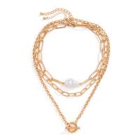 Multi Layer Necklace Zinc Alloy with iron chain & Plastic Pearl with 2.7inch extender chain plated three pieces & for woman nickel lead & cadmium free Length Approx 13.7 Inch Approx 17.7 Inch Sold By Set